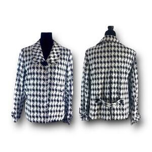 LA VITA Black and White houndstooth boxy fit blazer MED